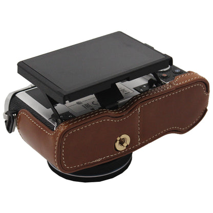 PU Leather Camera Bottom Case Protection Half Cover with Battery Opening for Olympus PEN E-P7/EP7