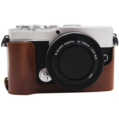 PU Leather Camera Bottom Case Protection Half Cover with Battery Opening for Olympus PEN E-P7/EP7