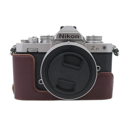 Genuine Leather Camera Bottom Case Protective Half Body Cover with Battery Opening for Nikon Z fc