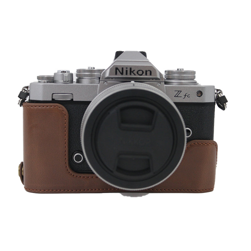 Camera Bag Bottom Case PU Leather Protective Half Body Cover with Battery Opening for Nikon Z fc