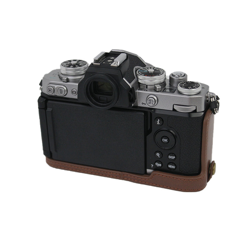 Camera Bag Bottom Case PU Leather Protective Half Body Cover with Battery Opening for Nikon Z fc