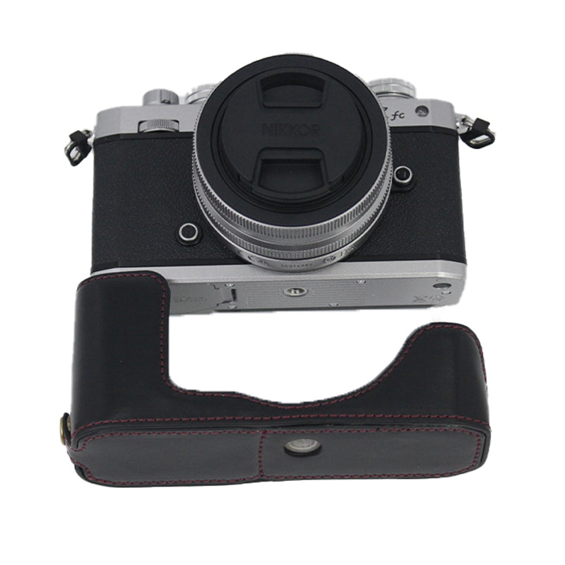 Camera Bag Bottom Case PU Leather Protective Half Body Cover with Battery Opening for Nikon Z fc