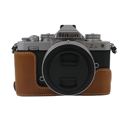 Camera Bag Bottom Case PU Leather Protective Half Body Cover with Battery Opening for Nikon Z fc