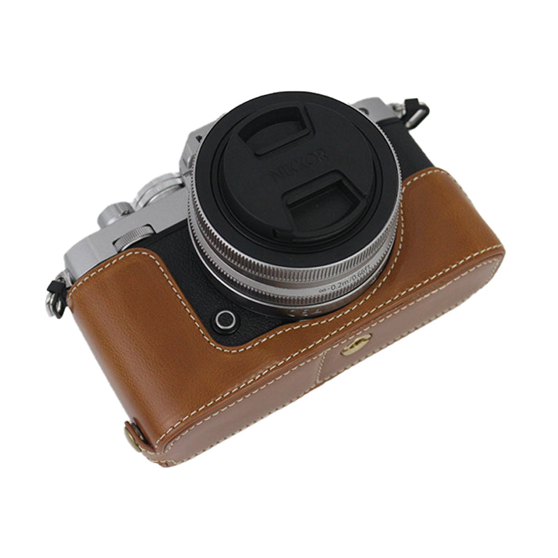 Camera Bag Bottom Case PU Leather Protective Half Body Cover with Battery Opening for Nikon Z fc