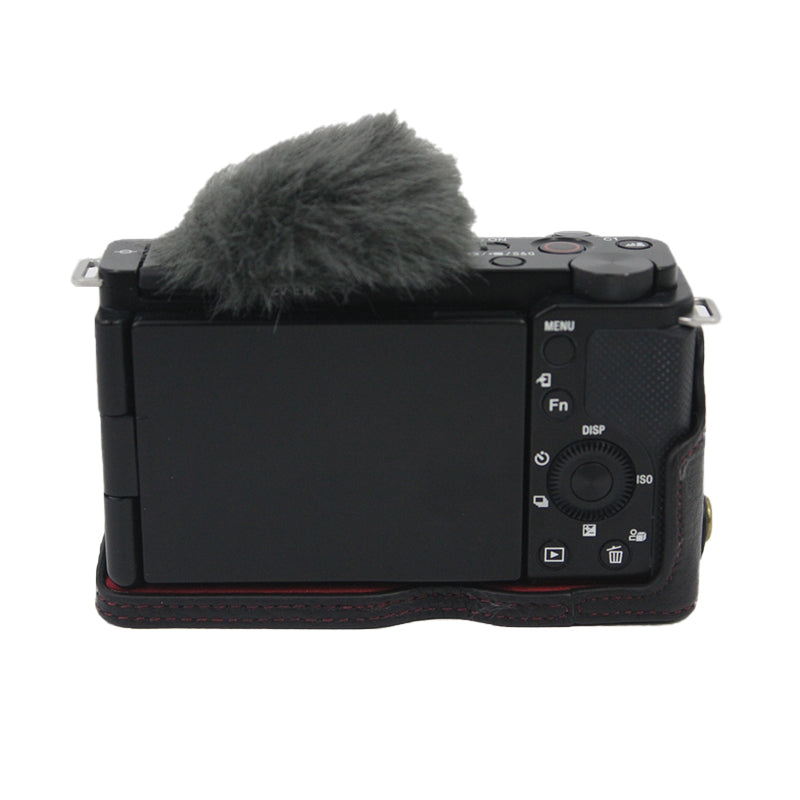 Genuine Leather Camera Bottom Case Protective Half Body Cover with Battery Opening for Sony ZV-E10