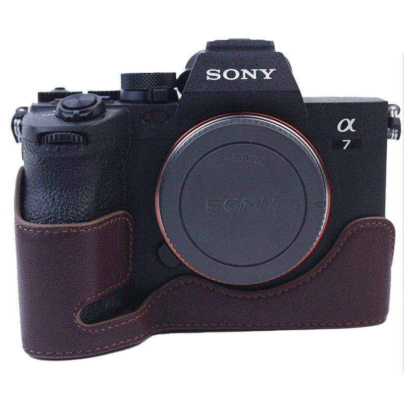 Shockproof Camera Cover Genuine Leather Camera Bottom Case Protective Sleeve for Sony A7M4/A1/A7S III/A7S3 Camera