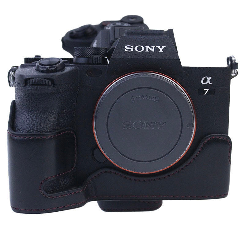 PU Leather Camera Bottom Case Protective Half Body Cover for Sony A7M4/A1/A7S III/A7S3 Camera