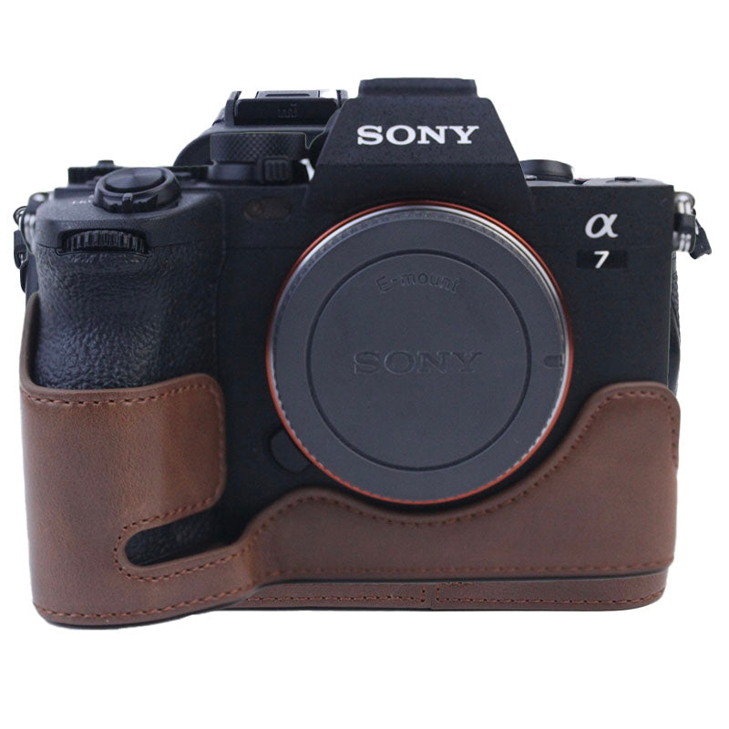 PU Leather Camera Bottom Case Protective Half Body Cover for Sony A7M4/A1/A7S III/A7S3 Camera