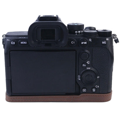 PU Leather Camera Bottom Case Protective Half Body Cover for Sony A7M4/A1/A7S III/A7S3 Camera