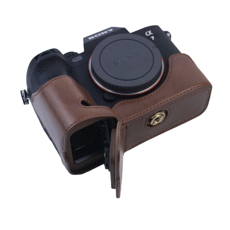 PU Leather Camera Bottom Case Protective Half Body Cover for Sony A7M4/A1/A7S III/A7S3 Camera