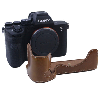 PU Leather Camera Bottom Case Protective Half Body Cover for Sony A7M4/A1/A7S III/A7S3 Camera