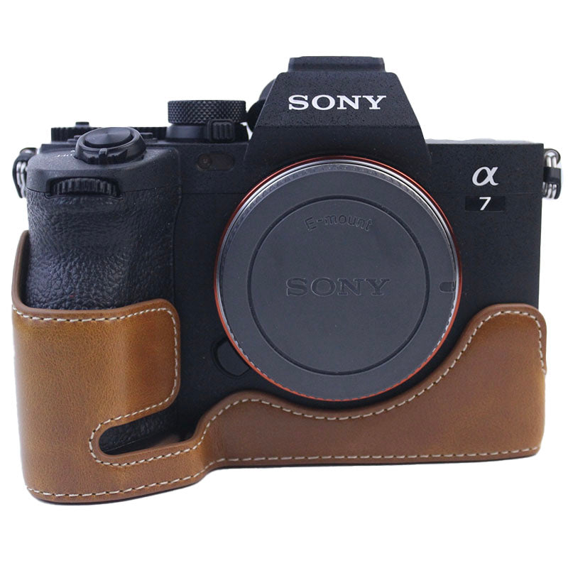 PU Leather Camera Bottom Case Protective Half Body Cover for Sony A7M4/A1/A7S III/A7S3 Camera