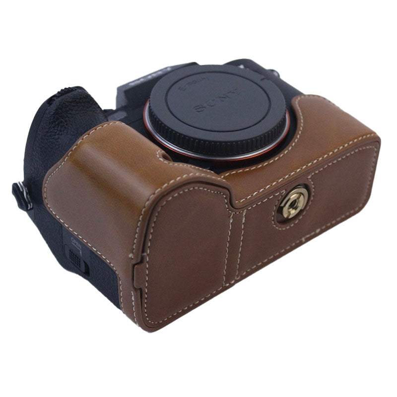 PU Leather Camera Bottom Case Protective Half Body Cover for Sony A7M4/A1/A7S III/A7S3 Camera