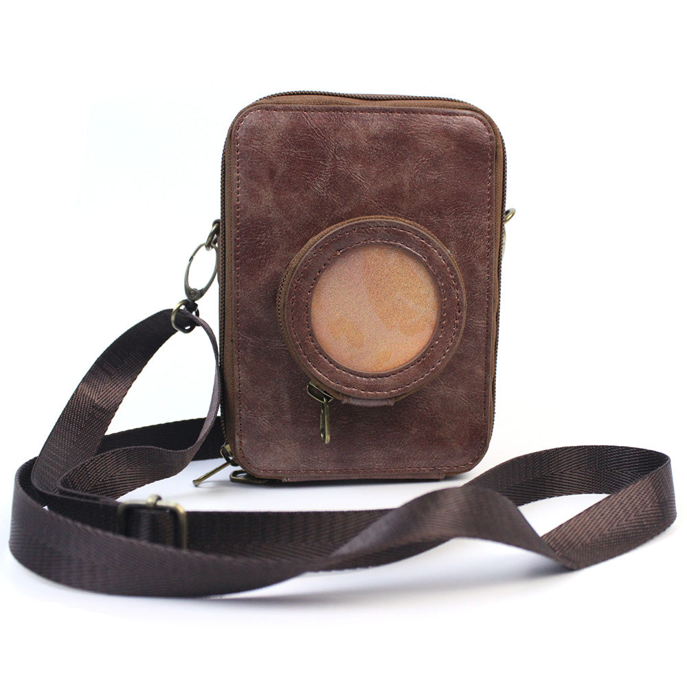 For Fujifilm Instax Mini Evo Vintage PU Leather Camera Case Camera Bag with Shoulder Strap