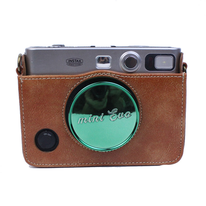 For Fujifilm Instax Mini Evo Horizontal Vintage PU Leather Camera Case Camera Bag with Shoulder Strap