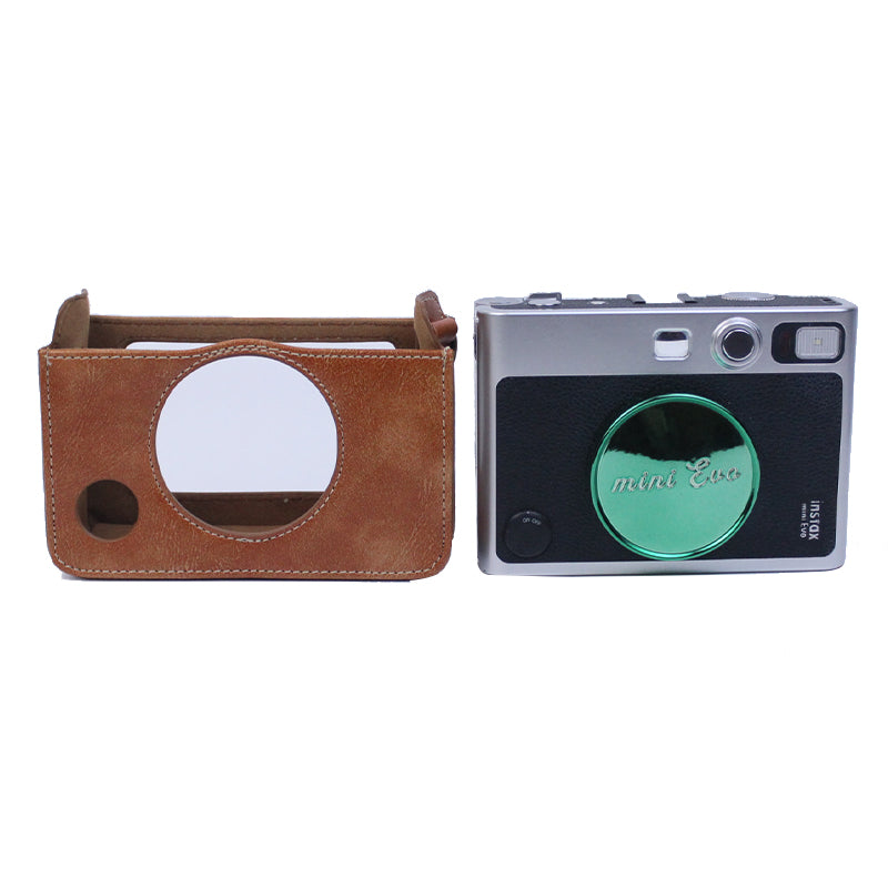 For Fujifilm Instax Mini Evo Horizontal Vintage PU Leather Camera Case Camera Bag with Shoulder Strap