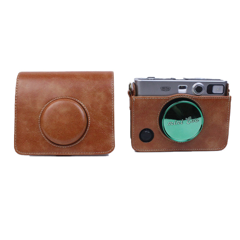 For Fujifilm Instax Mini Evo Horizontal Vintage PU Leather Camera Case Camera Bag with Shoulder Strap