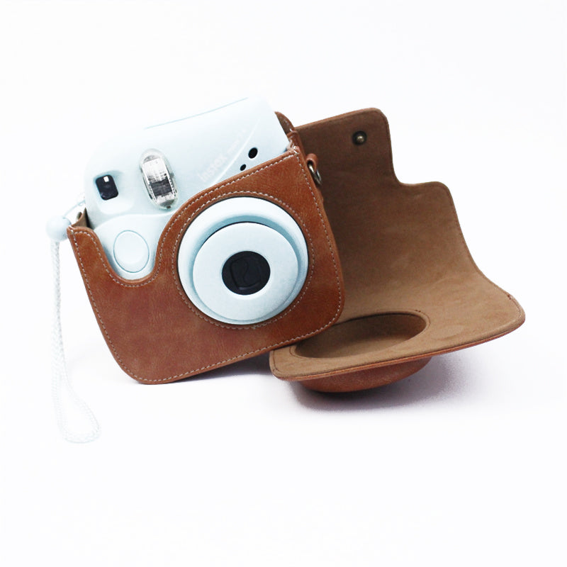 Instant Camera Case for Fujifilm Instax mini 7+, PU Leather Bag with Shoulder Strap