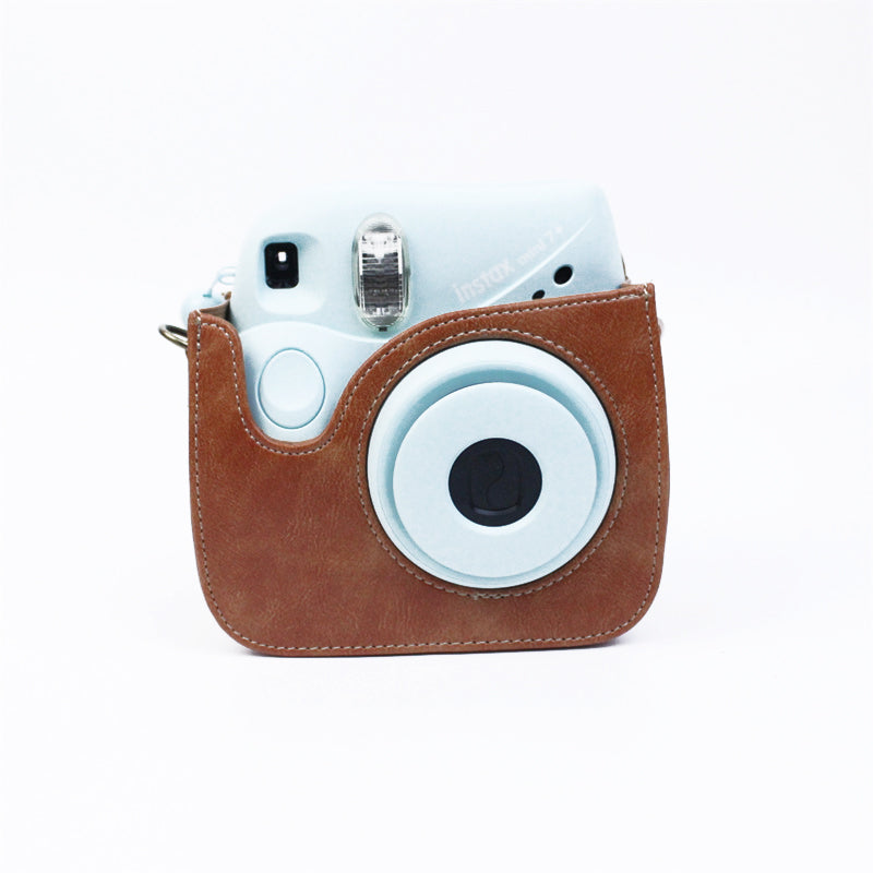 Instant Camera Case for Fujifilm Instax mini 7+, PU Leather Bag with Shoulder Strap