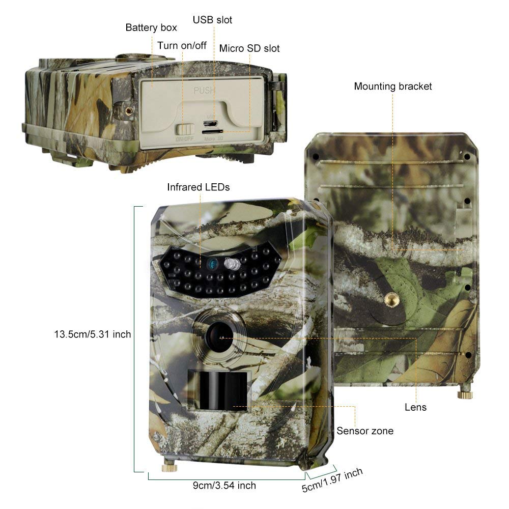 PR-100 12MP Photo-traps Wild Hunting Camera 1080P Trail Hunting Game Camera Wildlife Scouting Camera