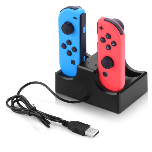 4-in-1 Charging Dock Cradle Stand Charging Station with 2 USB Ports for Nintendo Switch Joystick or Smartphones