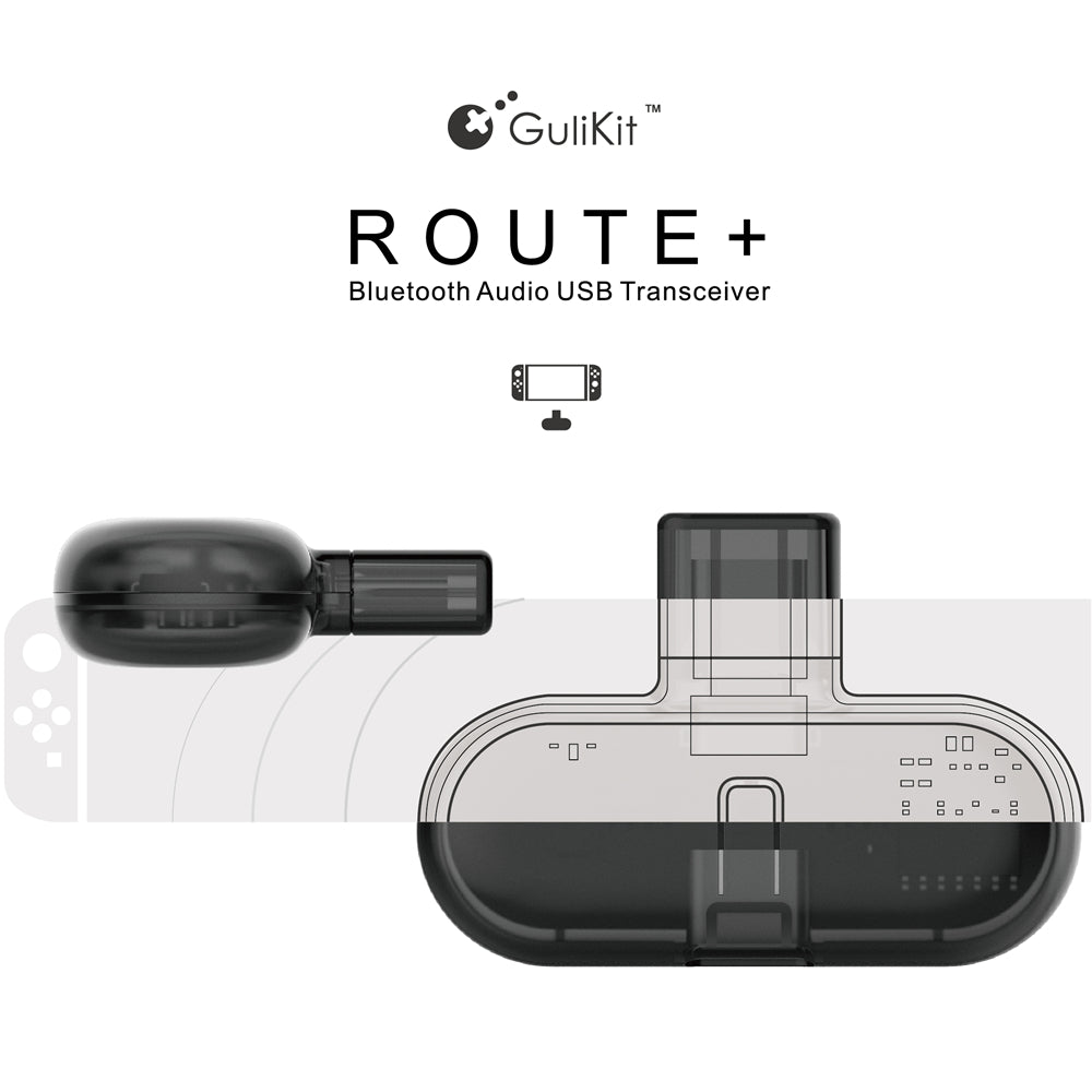 GULIKIT Route+ Wireless Bluetooth Type-C USB Adapter Audio Transmitter for Nintendo Switch Real-time Audio Sync