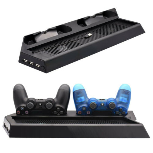 PS4 Pro 4-in-1 Dock [Game Console Vertical Stand + Cooler Fan + Dualshock Charging Station + USB Ports HUB Charger]