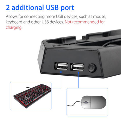 PS4 Console Ultra Thin Vertical Stand Charger with Dual Cooling Fan / 2 USB Charging Ports