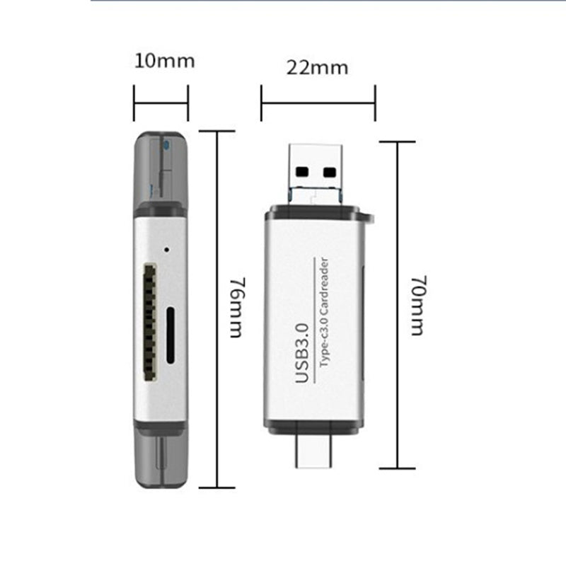 3 in 1 USB 3.0/Type-C/Micro USB TF Memory Card Reader OTG Adapter for Smartphone Laptop Computer