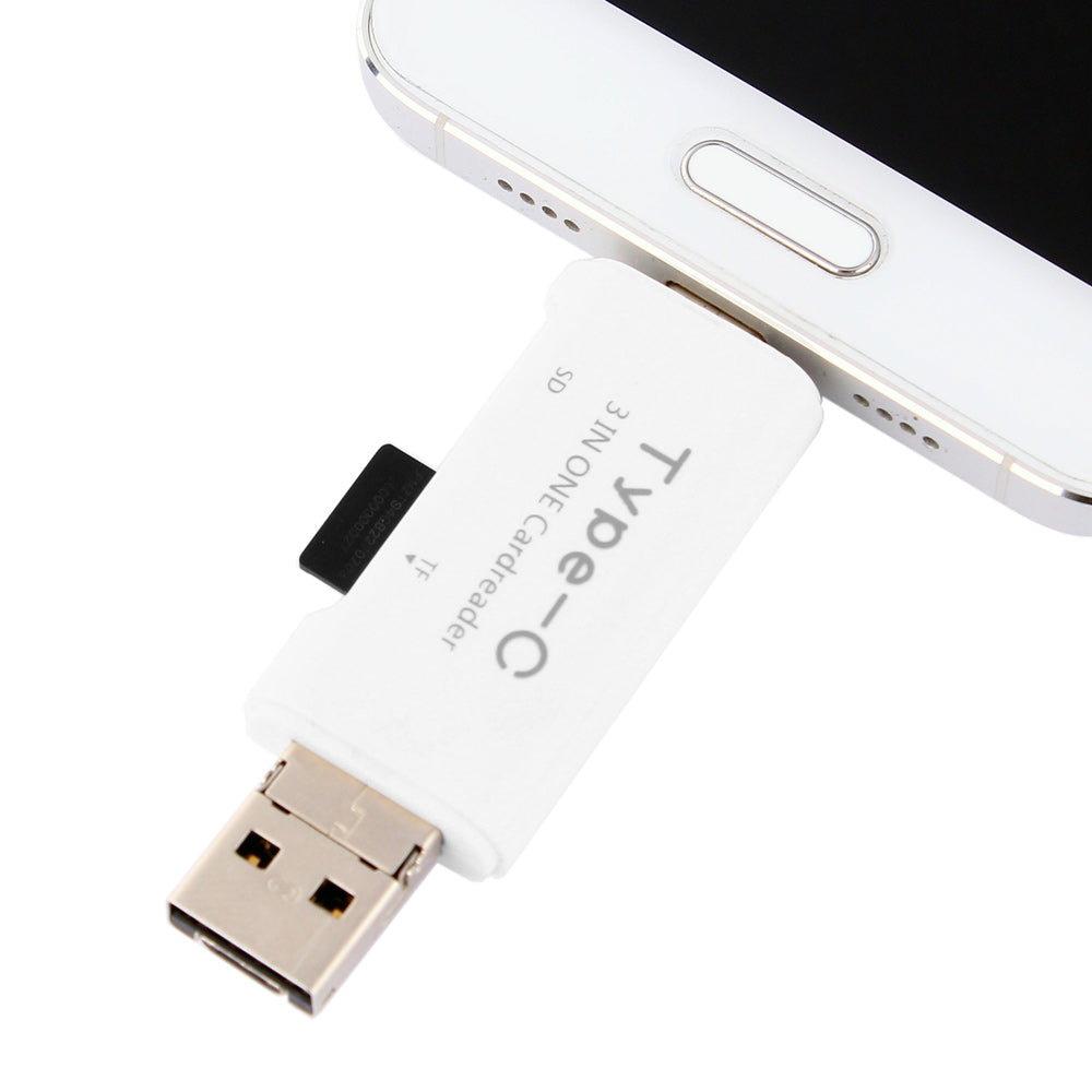 3 in 1 Type C + USB + Micro USB TF/Micro SD & SD Card Reader