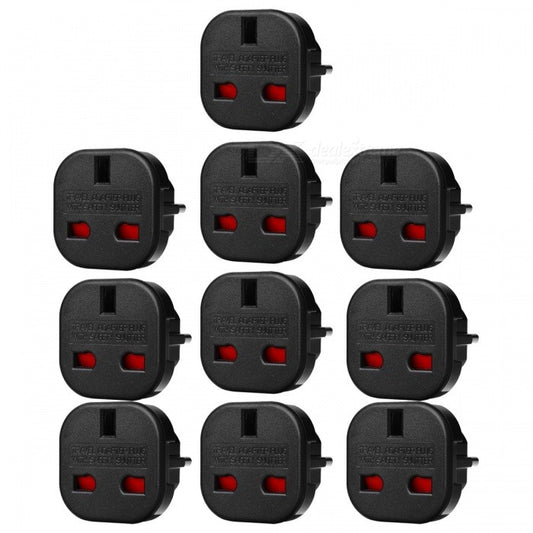 10Pcs/Set EU to UK AC Power Travel Plug Adapter Socket Converters