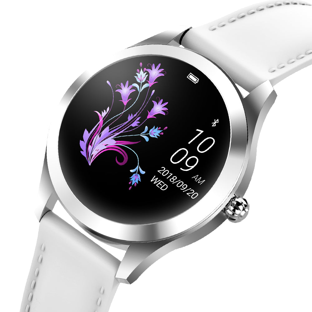 KW10 Bluetooth Women&#39;s Smart Watch IP68 Waterproof Support Heart Rate/Sleep Monitor with Leather Strap