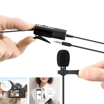 YANMAI R955S Lavalier Condenser Microphone 3.5mm Wired Mini Mic for Camera Mobile Phone Laptop - Black