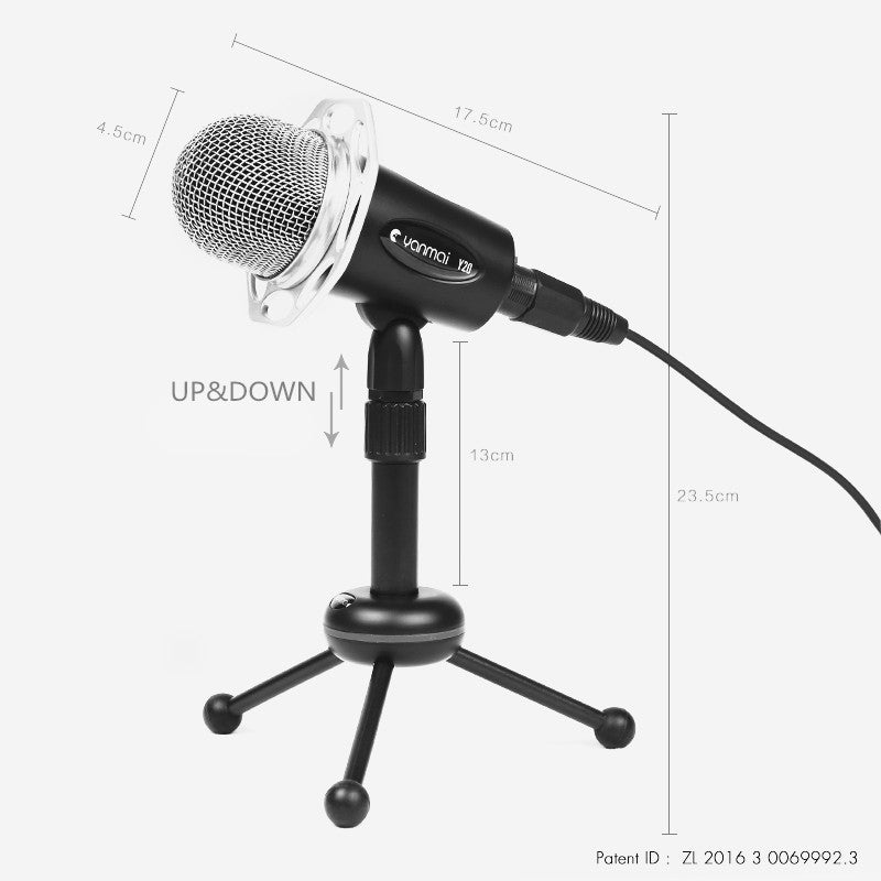 YANMAI Y20 3.5mm Plug Omnidirectional Condenser Microphone Gaming Podcast Microphone with Stand