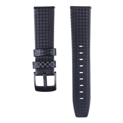 Carbon Fiber Texture 22mm Genuine Leather Watch Strap