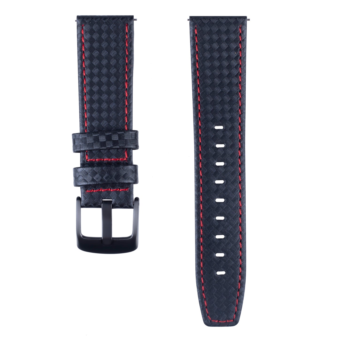 Carbon Fiber Texture 22mm Genuine Leather Watch Strap