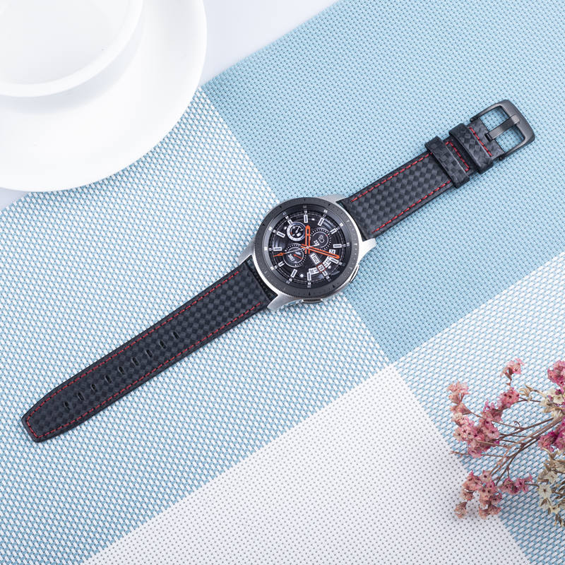 Carbon Fiber Texture 22mm Genuine Leather Watch Strap