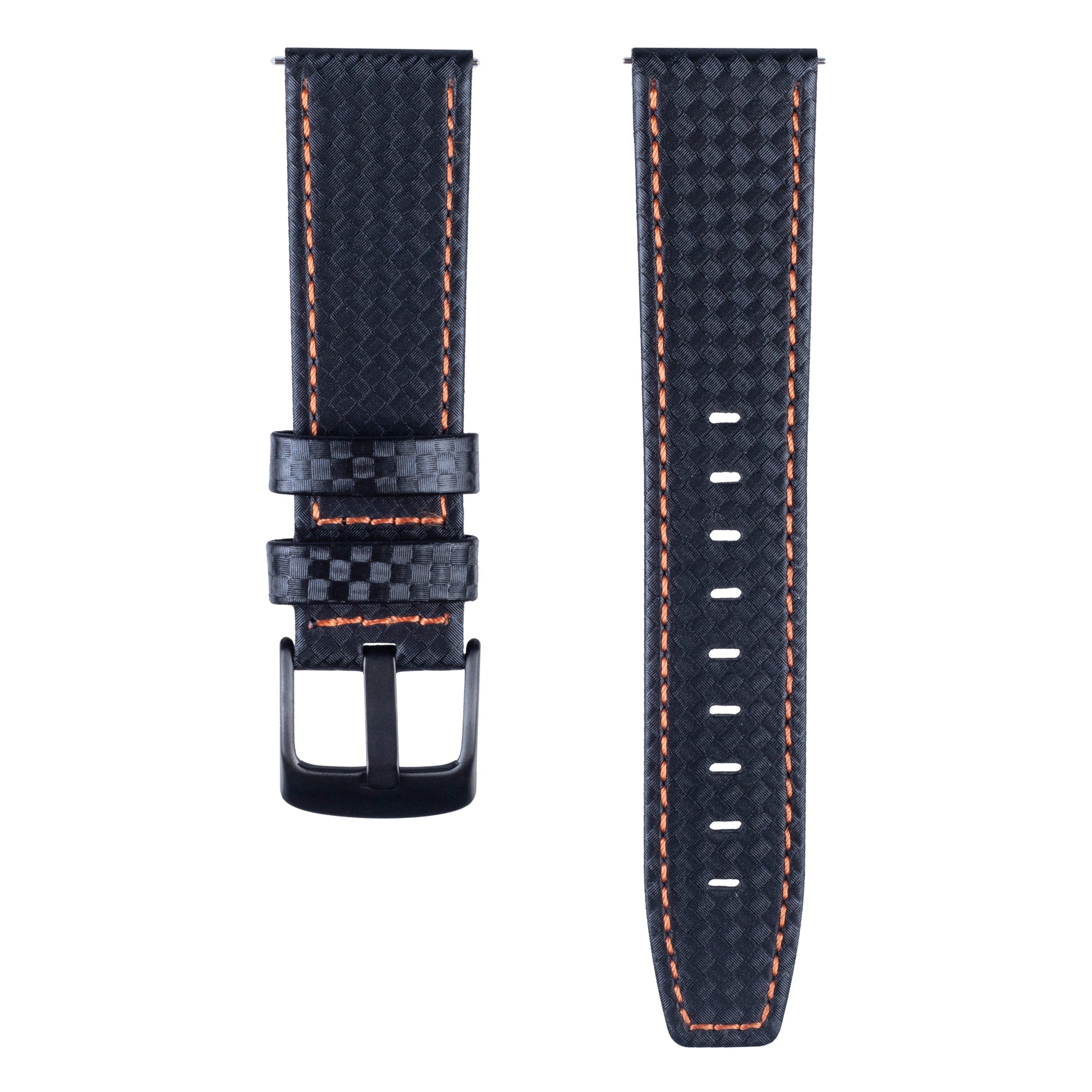 Carbon Fiber Texture 22mm Genuine Leather Watch Strap