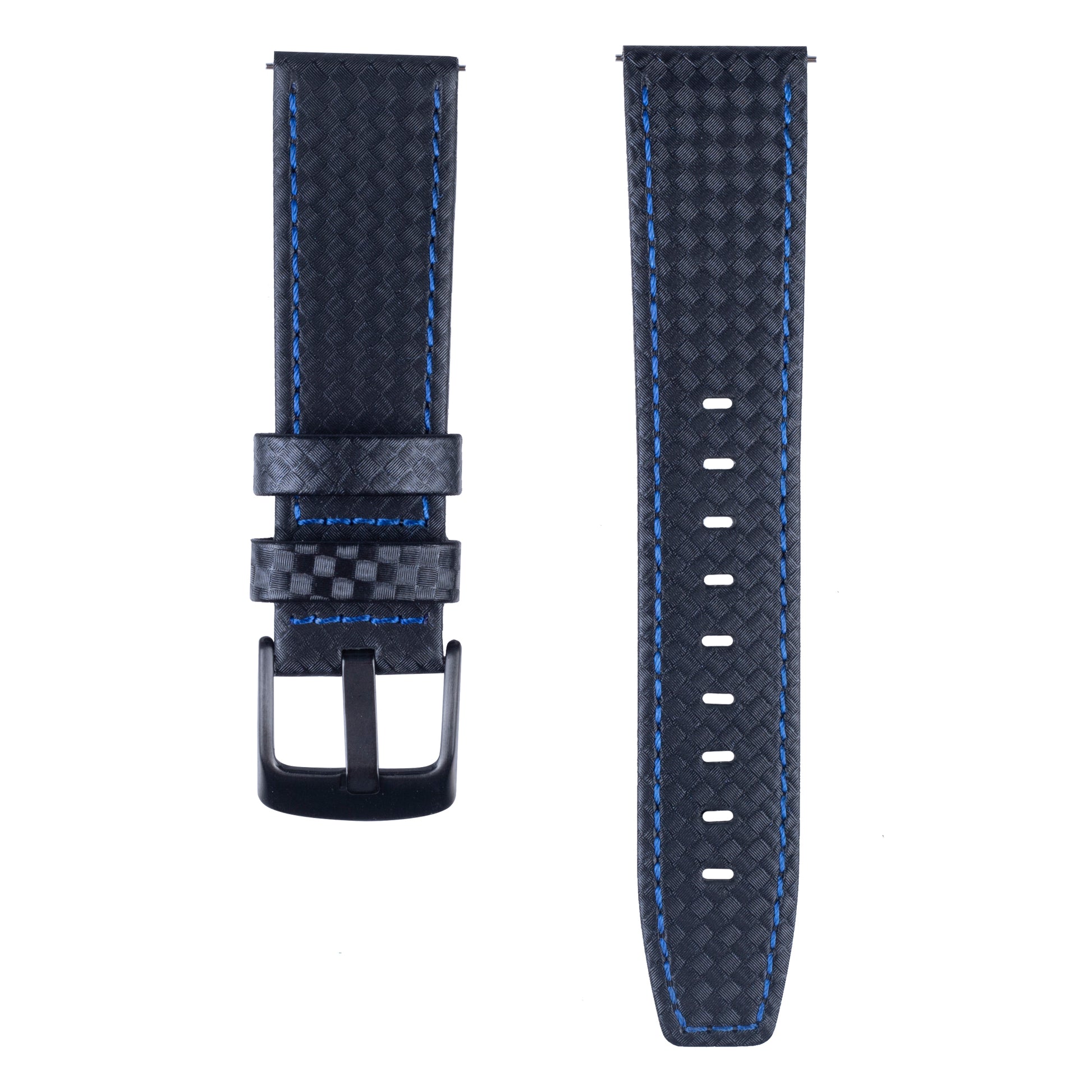 Carbon Fiber Texture 22mm Genuine Leather Watch Strap