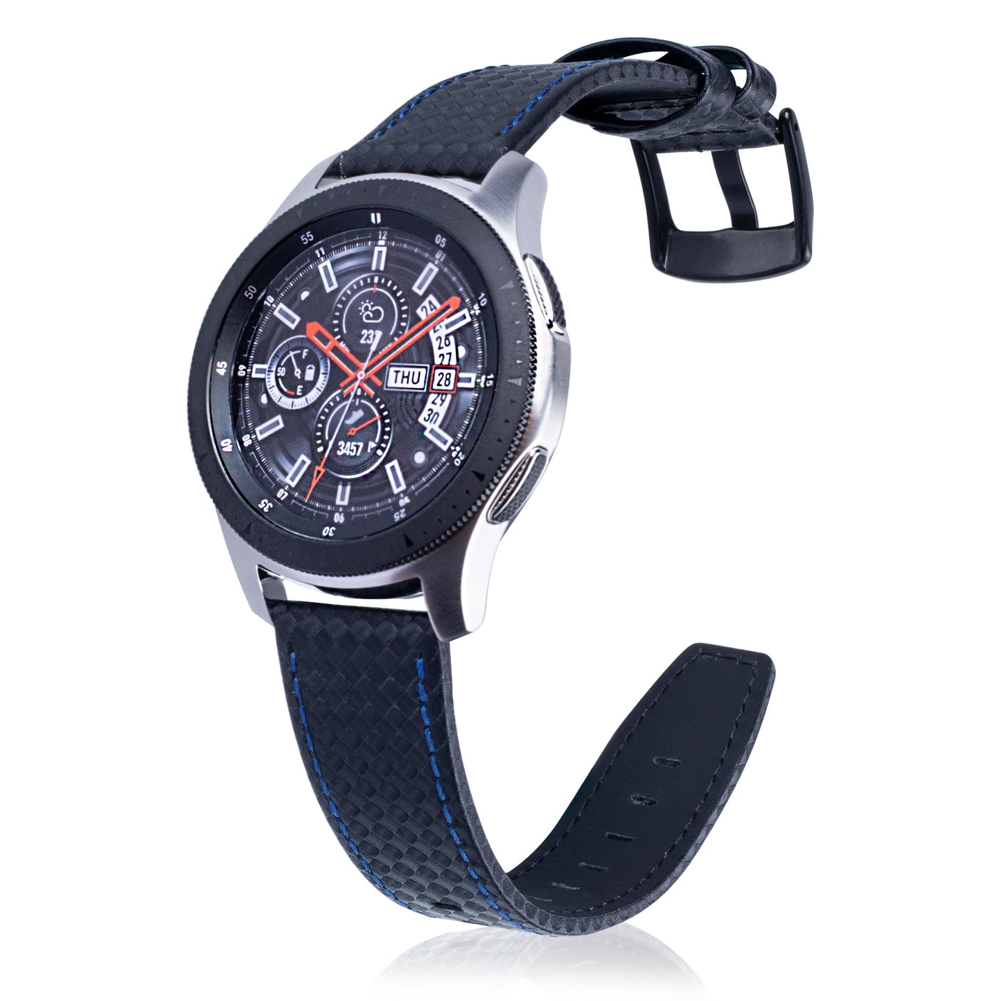 Carbon Fiber Texture 22mm Genuine Leather Watch Strap