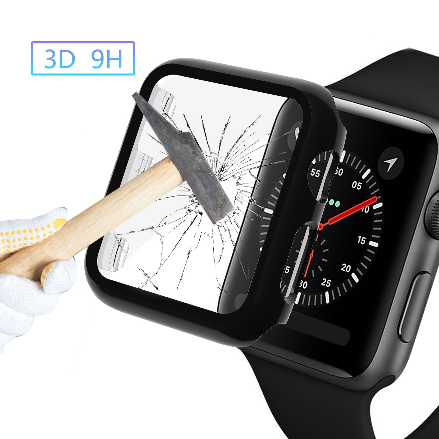 Electroplating PC+Tempered Glass Watch Screen Protector Film for Apple Watch Series 4 40mm