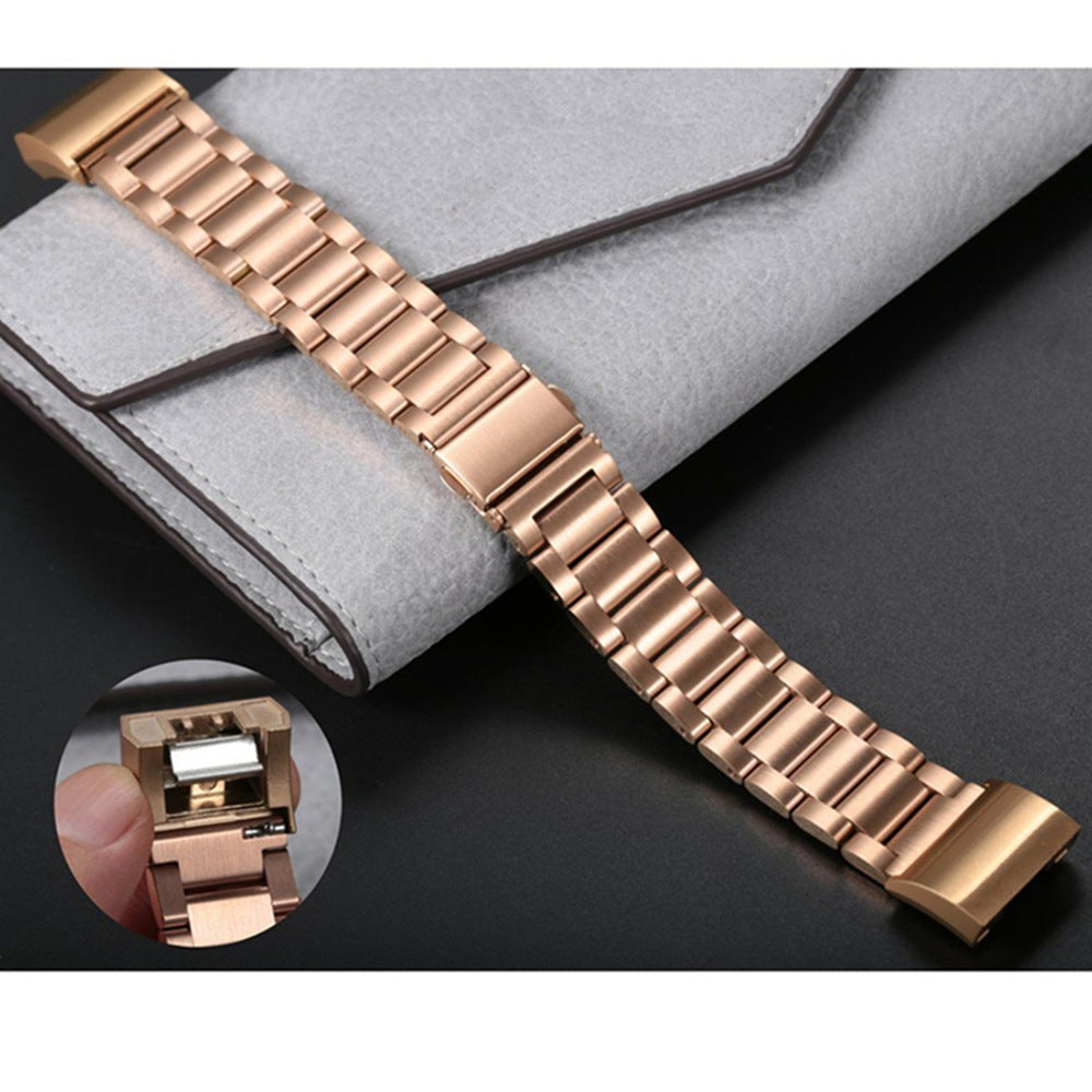 Three Beads Stainless Steel Watch Band Strap for Fitbit Charge 2