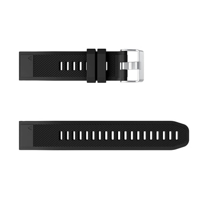 For Garmin Fenix 7X/6X Sapphire GPS/6X Pro/6X GPS/5X GPS/5X Plus Silicone Sport Watch Band Adjustable Watch Strap Replacement with Silver Buckle