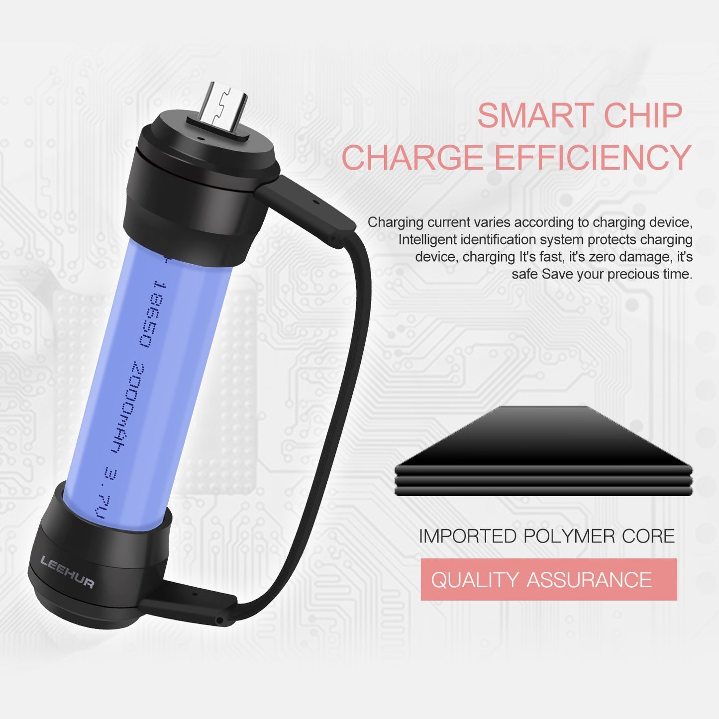 Portable Emergency Cell Phone Charger Smart Charger Use 18650 Battery with Micro USB Port for Samsung Huawei Smartphone