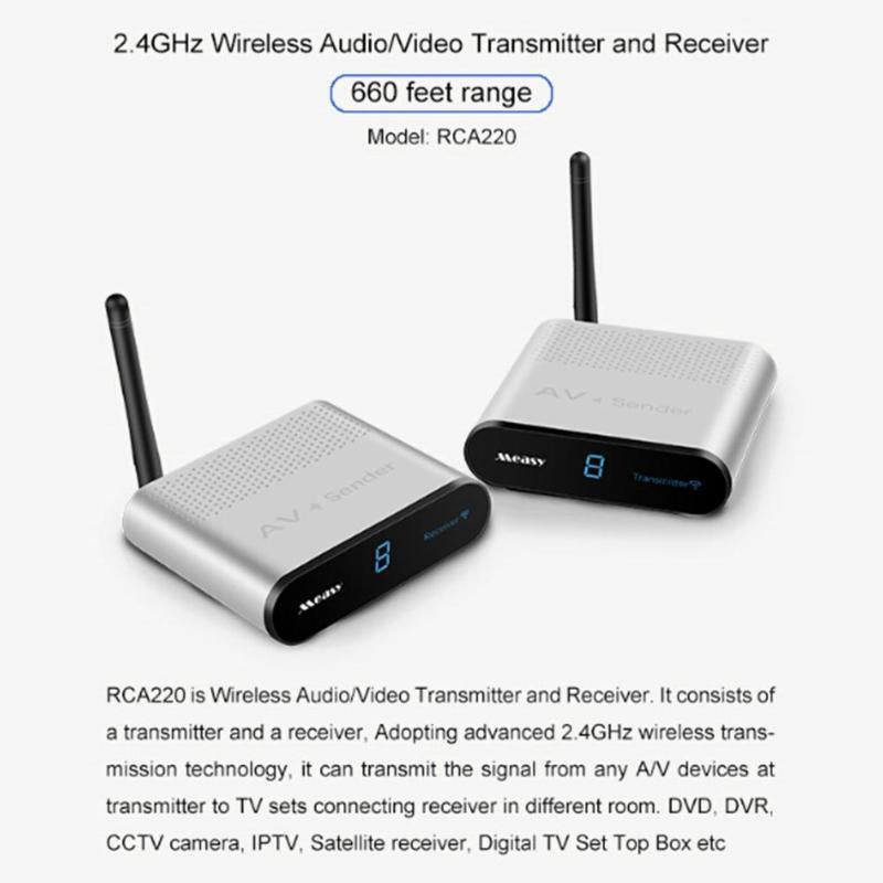 RCA220 2.4GHz Wireless Audio Video Transmitter Receiver A/V Sender 200m Transmission Distance