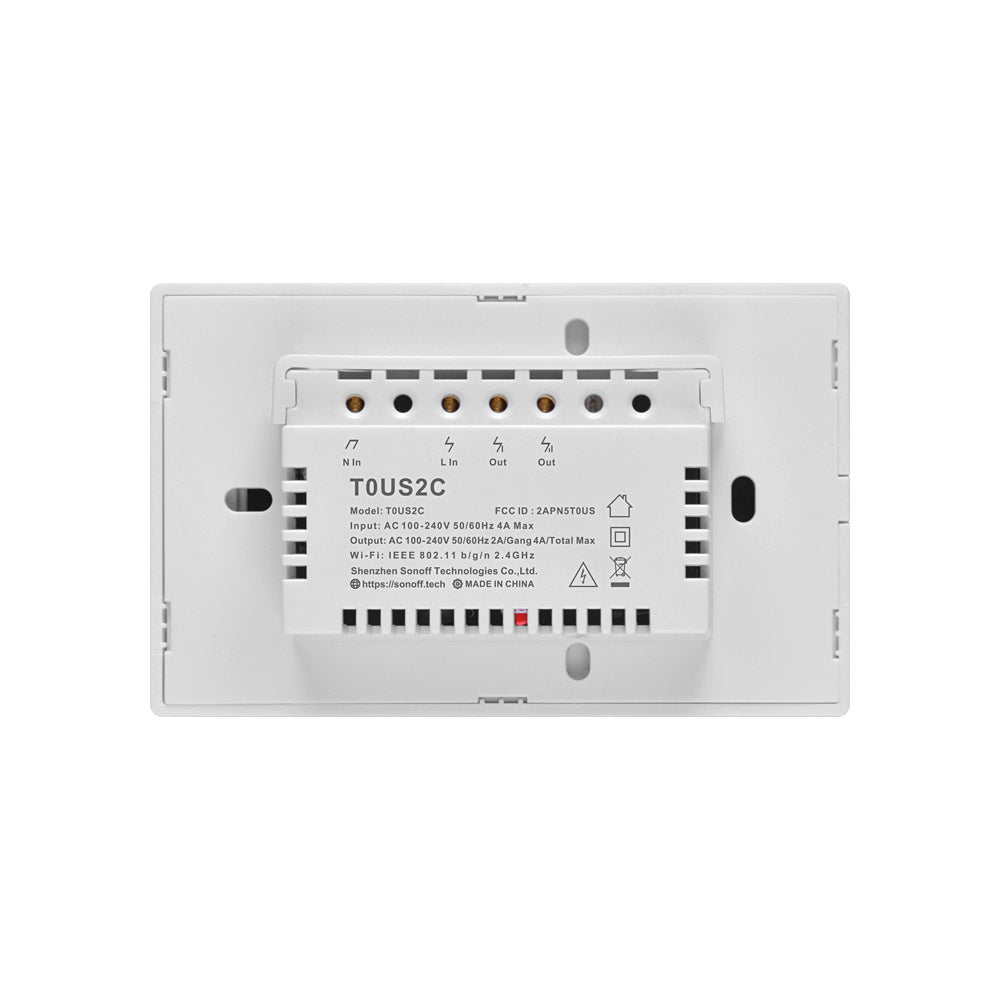 SONOFF T0US2C-TX 120 WiFi Smart Switch APP Remote Control for Alexa Google Home US Plug - 2 Gang