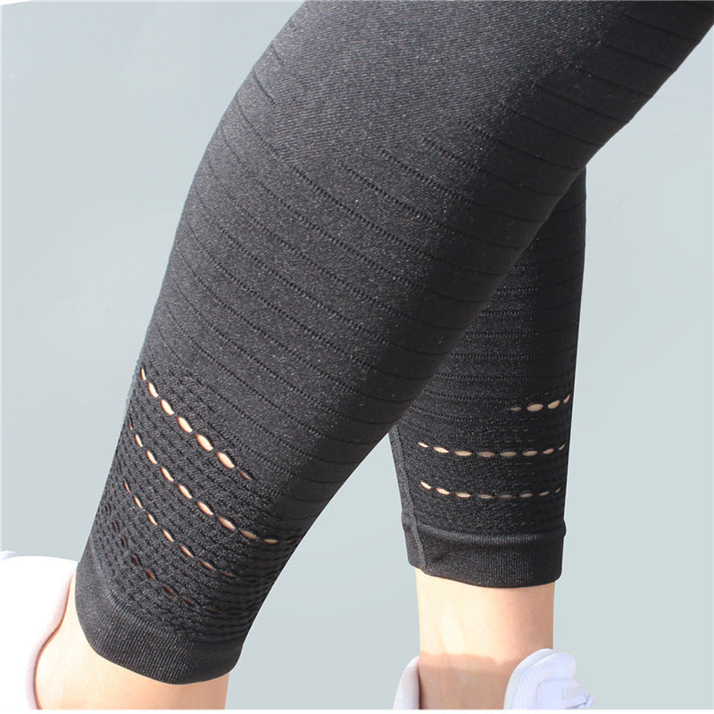 Women's Sport Leggings Hollow Out Fitness Gym Leggings Seamless Slim Tights High Waist Yoga Pants