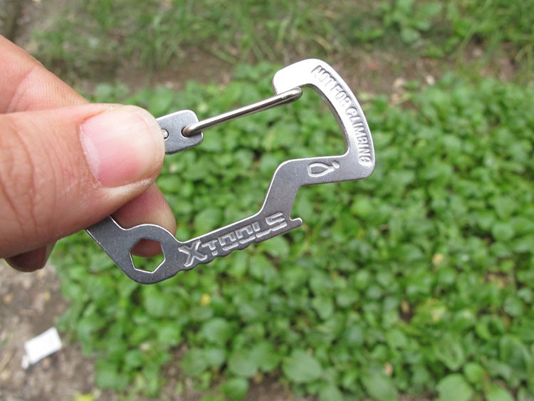 AOTU D Shaped Stainless Steel Multi-functional Opener for Outdoor Activities