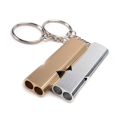 2Pcs/Set AOTU Outdoor Camping Hiking Tool Aluminum Alloy Emergency Survival Whistle Key Chain