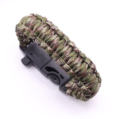 Whistle, Flintstone, Compass, Scraper, Reflective Strip Rope 5 in 1 Outdoor Survival Bracelet